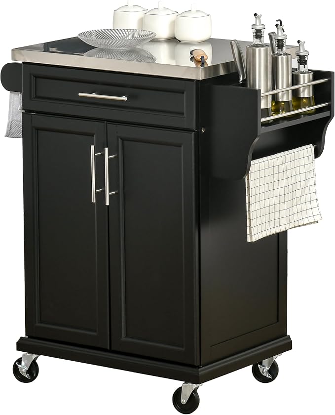 HOMCOM Kitchen Island on Wheels, Rolling Kitchen Cart by HOMCOM