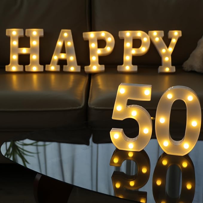 Light Up 50 Number Lights, Warm White Decorative LED Light Up Numbers, Battery - Image 5