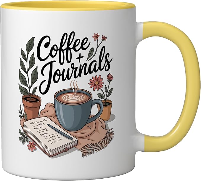 Coffee and Journals Ceramic Mug - Image 2