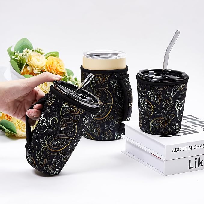 3 Piece Reusable Iced Coffee Sleeves Insulated Coffee Sleeves - Image 3