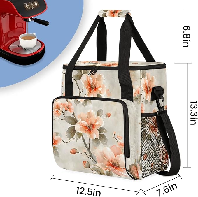 Cherry Blossom Flower Coffee Maker Carring Bag, Large Insulated Storage - Image 2