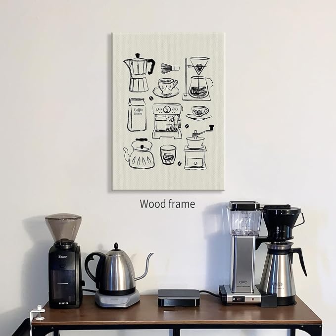 Wrapped Framed Modern Kitchen Wall Art 08x10 inch Black and White Minimalist - Image 5