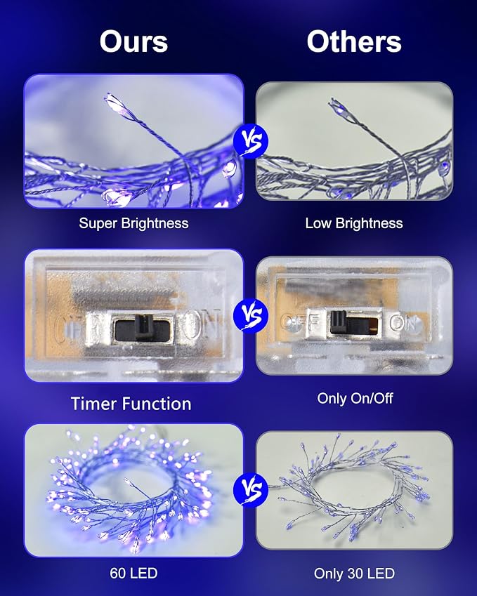 Fairy Lights Battery Operated, Twinkle String Lights Waterproof Silver Wire 5 - Image 4