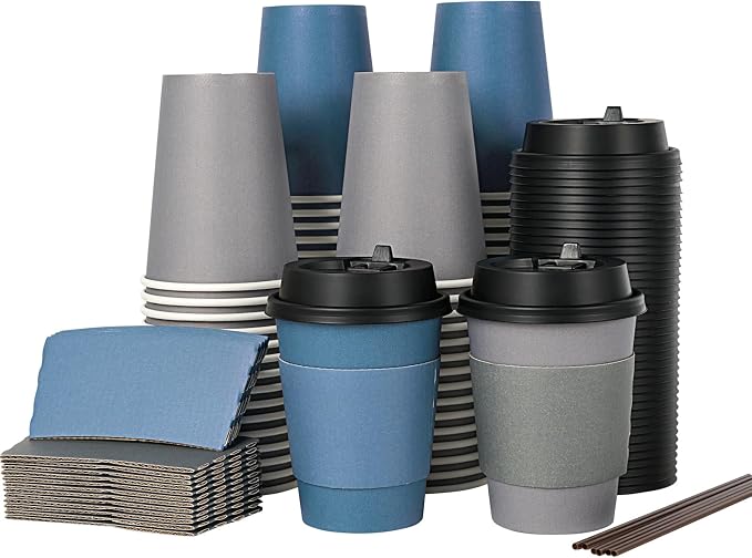 LITOPAK 100 Pack 12 oz Disposable Paper Coffee Cups by LITOPAK