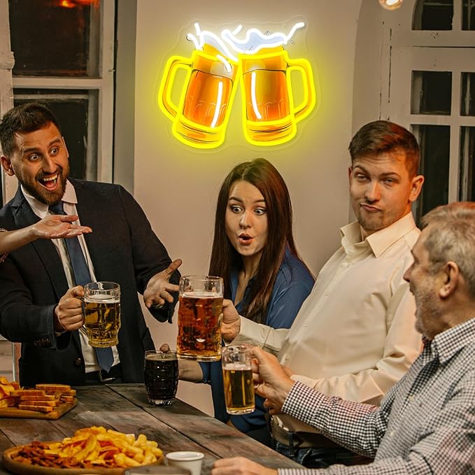 Beer Neon Sign UV Prited Cheers Neon Light Dimmable USB Powered Beers Glass - Image 7