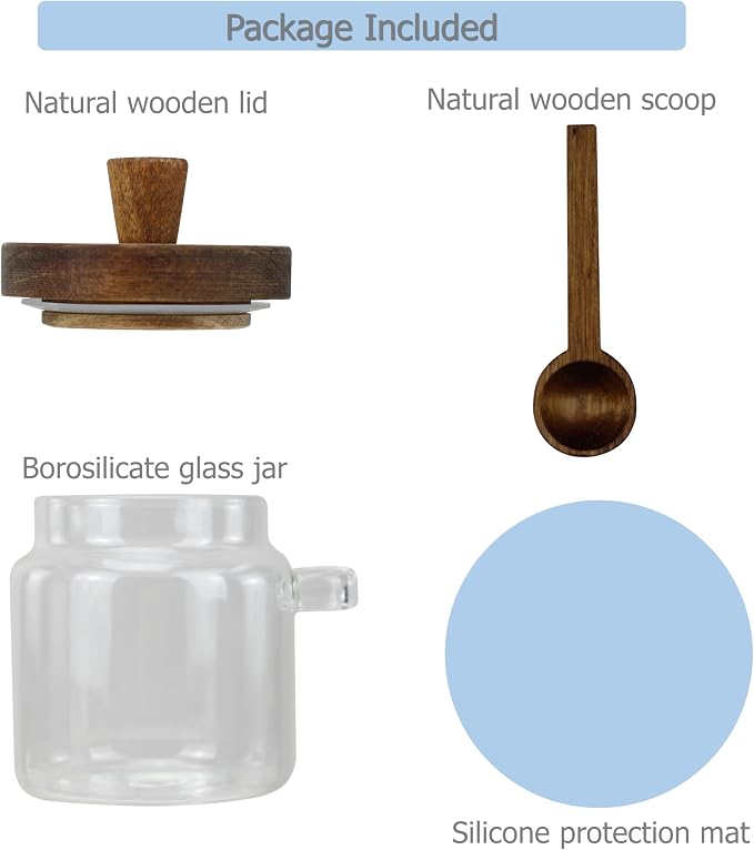 EIKS Glass Jars with Wooden Lids and Scoop, Airtight Food Storage Containers - Image 5