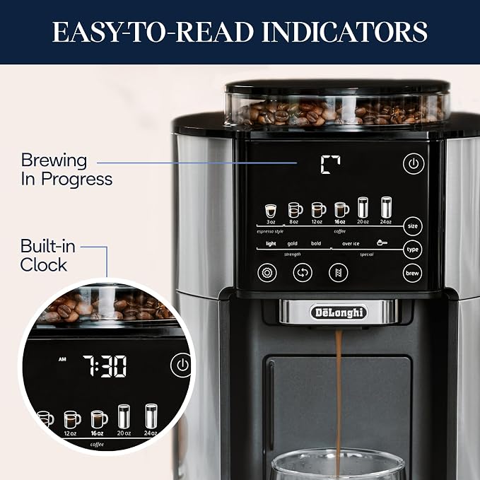 De'Longhi True Brew Drip Coffee Maker, Built in Grinder, Single Serve, 8 oz to - Image 5
