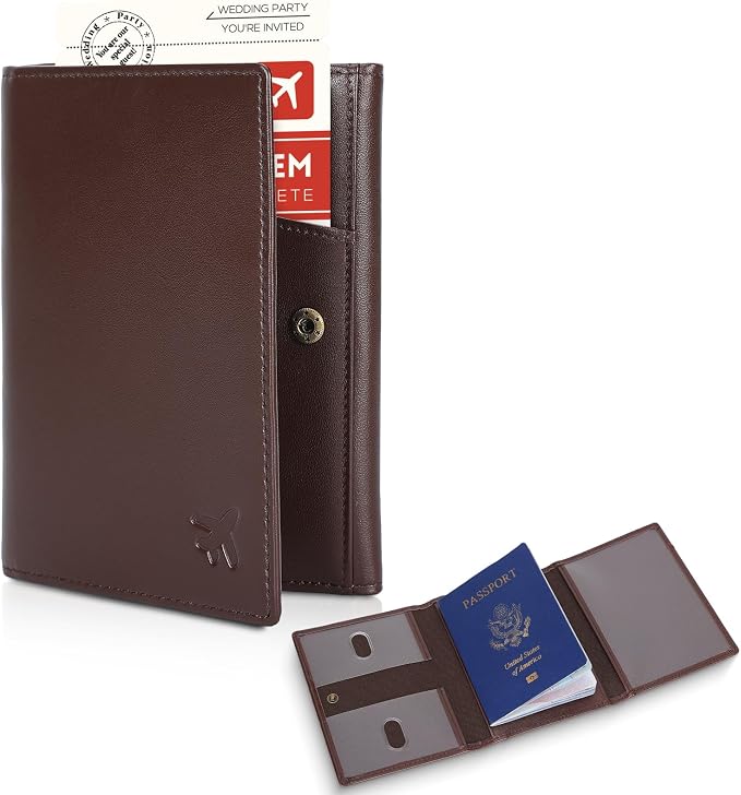 Polare Napa Leather Pilot Wallet Passport Holder RFID Blocking Tri-fold Travel by polareoriginal