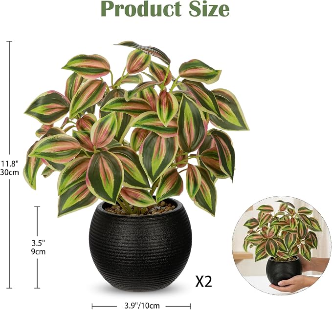 2 Packs Artificial Plants in Black Pot - Image 2