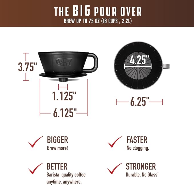 BIG JOE® Large Pour Over Coffee Dripper w/ 50 Filters - Image 2