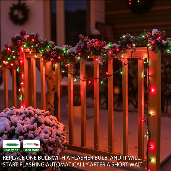 Red and Green Christmas Lights, 13FT 50 Count Incandescent Blub Mini Lights - Image 3