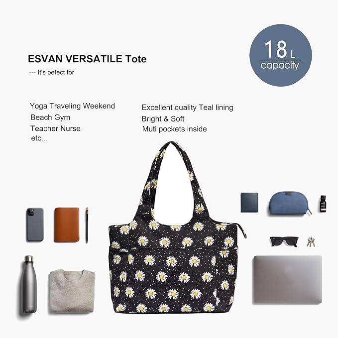 ESVAN Yoga Tote Bag Mat bag Women Shoulder Bags Carryall Tote - Image 6