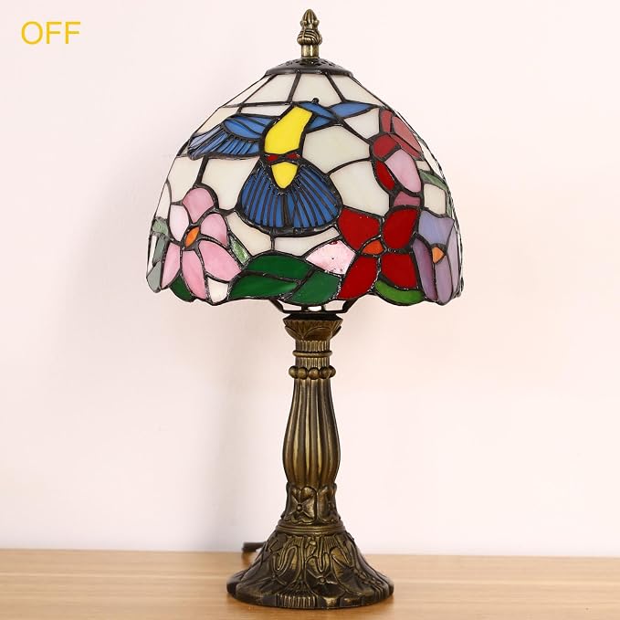Tiffany Style Table Lamp, Hummingbird Style Stained Glass Lamp, 8 Inch Small - Image 5