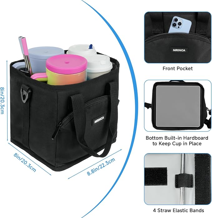 Reusable Drink Carrier with Handle – Insulated, Collapsible 4-Cup Beverage Bag - Image 3