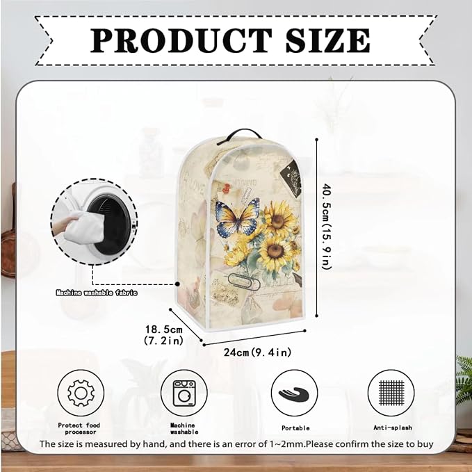 doginthehole 4 Slice Toaster Cover Vintage Sunflowers Newspaper Kitchen Small - Image 4