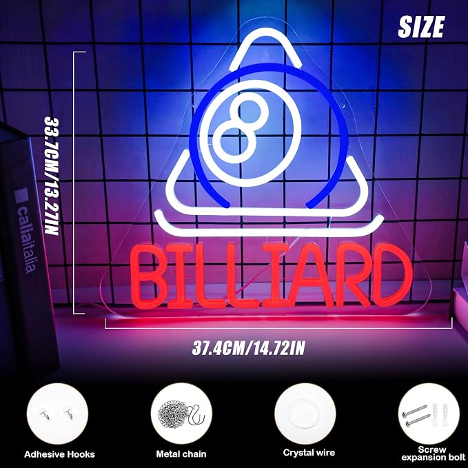 Billiard Neon Sign Pool Table Wall Decor LED Lights - Image 2