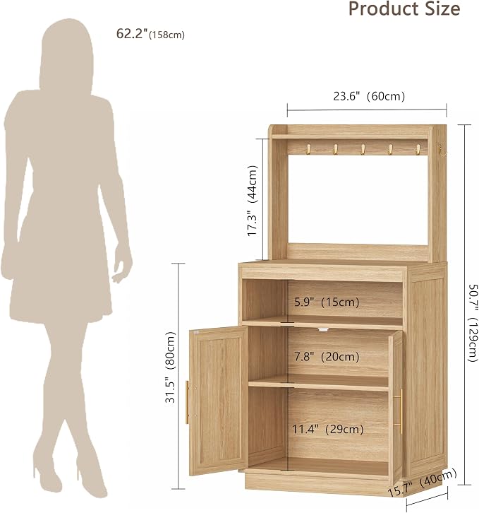 Fluted Coffee Bar Cabinet with Storage, Coffee Station with Adjustable Shelf - Image 2