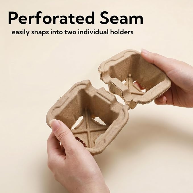 ZOOFOX 100 Pack Disposable Drink Carriers, 2-Cup Perforated Pulp Fiber Cup - Image 3