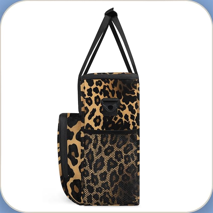 Leopard Cheetah Print Coffee Maker Carring Bag, Large Insulated Storage - Image 5