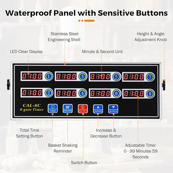 BEAMNOVA 8-Channel Digital Kitchen Timer, Commercial Timer - Image 6