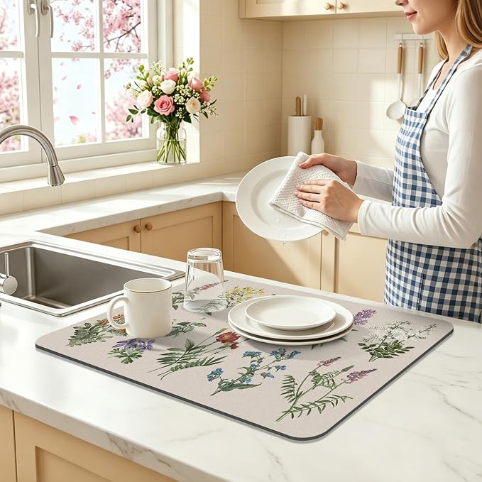 LOKHOM Dish Drying Mat for Kitchen Counter, Dish Drainer Rack Mat for Kitchen - Image 4