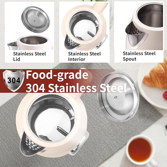 Retro Electric Kettle, 1.7L 304 Stainless Steel Tea Kettle - Image 4
