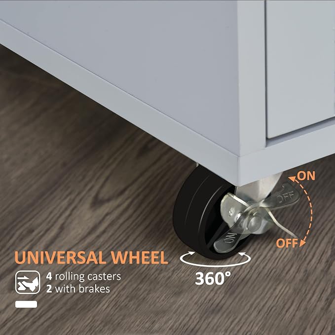 HOMCOM Kitchen Island Cart, Rolling Island Table - Image 4