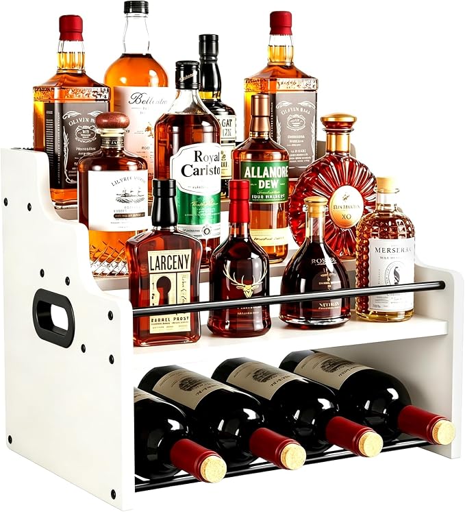4-Tier Wood Display Shelf Wine Rack by Unknown