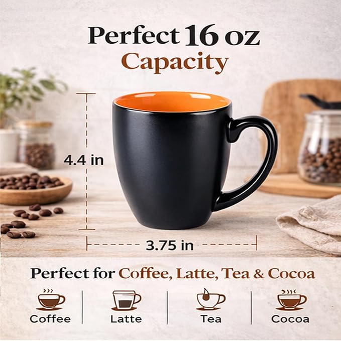 GBhome 16oz Coffee Mugs Set of 6, Large Ceramic Coffee Mugs - Image 2
