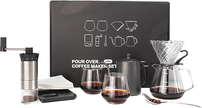 SuperCook Hand Drip Pour Over Coffee Set, All in One Includes Gooseneck Kettle by SuperCook