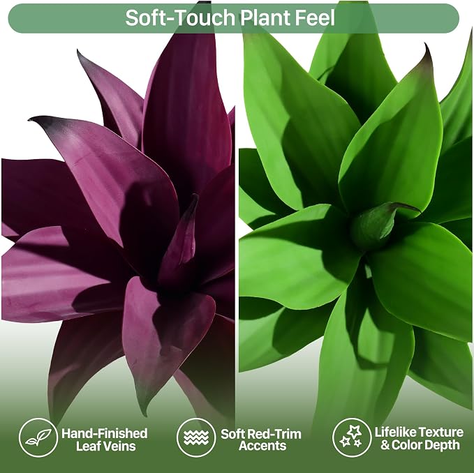 2 Set Real Touch Artificial Agave Plants, Lifelike Faux Succulent in Pot Desk - Image 3