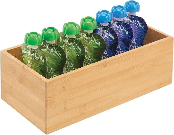 mDesign Bamboo Wood Organizer Storage Bin Box - Image 8