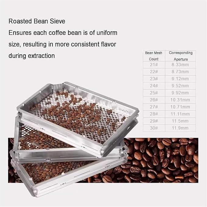 Stainless Steel Green/Cooked Bean Screen, Coffee Bean Grading Sieve Set - Image 5