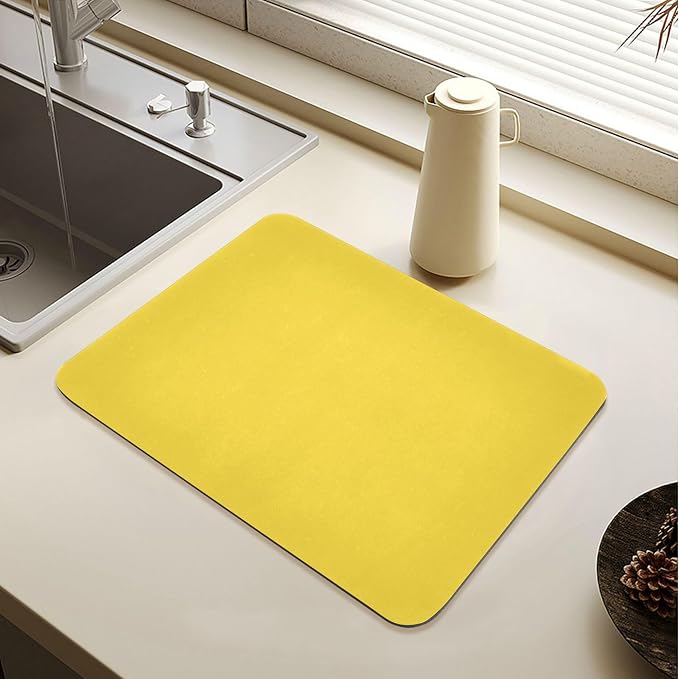 Sunny Yellow Dish Drying Mat for Kitchen Counter No-slip Rubber Bottom Coffee by Sinestour