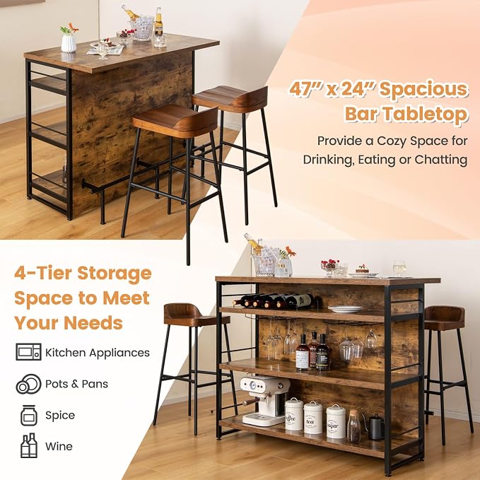 Giantex Home Bar Unit, 4 Tier Liquor Bar Table - Image 9