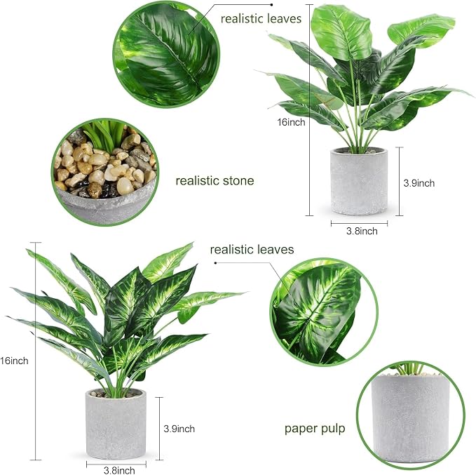 2pcs Fake Plants Medium Artificial Tropical Plants Indoor - Image 2