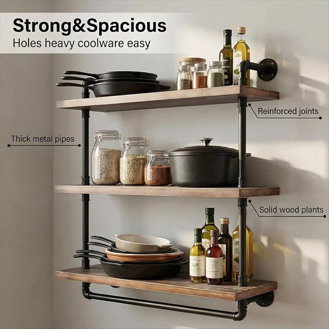 Industrial Wall Mounted Iron Floating Pipe - Image 4