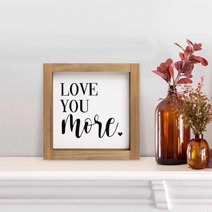 Love You More Sign, 6 Inch Wooden Romantic Valentines Day Gifts, Rustic Wall - Image 3