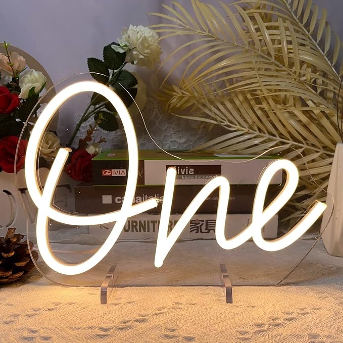 One Year Old Birthday Table Number Neon Sign Desk Lamp Night Light Wedding by ZPLNOSIN