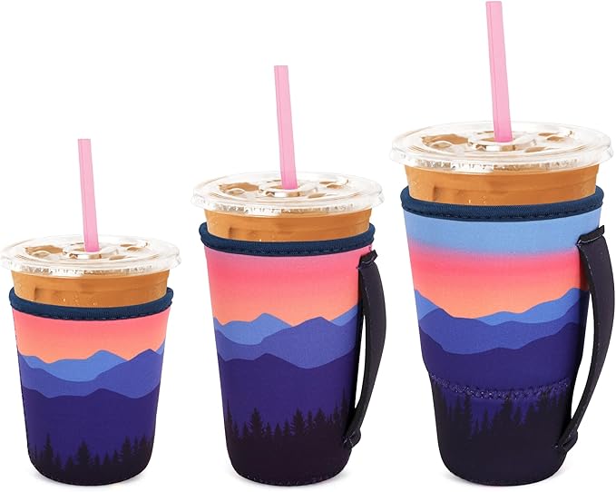 3 Pack Iced Coffee sleeve Insulated Neoprene Cup Sleeves by Snowso