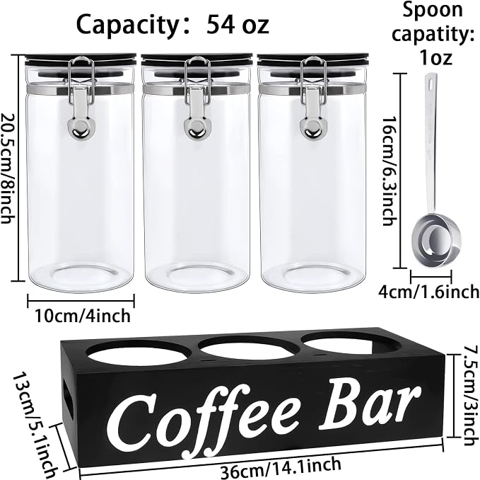 WYTAOHZL 3PCS Glass Coffee Containers - Image 2