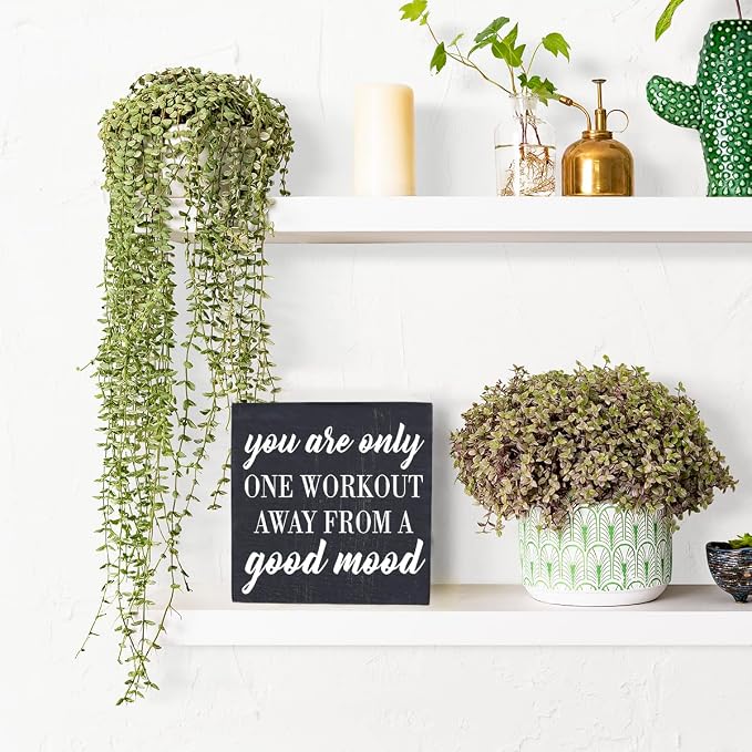 Motivational Gym Desk Decor Wooden Box Sign Fitness Gifts Rustic Black Wood - Image 6