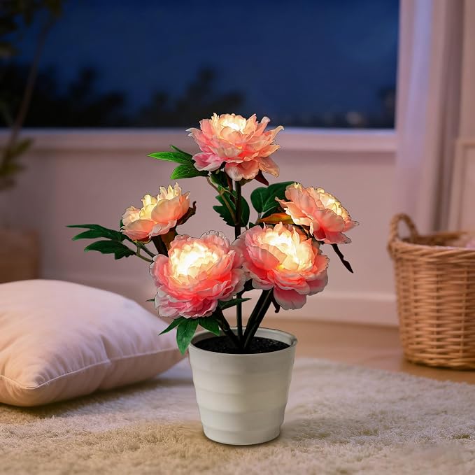 Pink Peony Artificial Flower Lamp, Night Light - Image 6