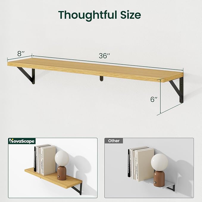 Floating Shelves 8 Inch Deep, 48W x 8D Wall Shelf Set of 2, 70 lbs Heavy Duty - Image 3