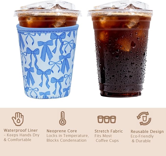 Reusable Insulated Sleeve for Iced Coffee Cup, Coffee Neoprene Sleeve for Cold - Image 6