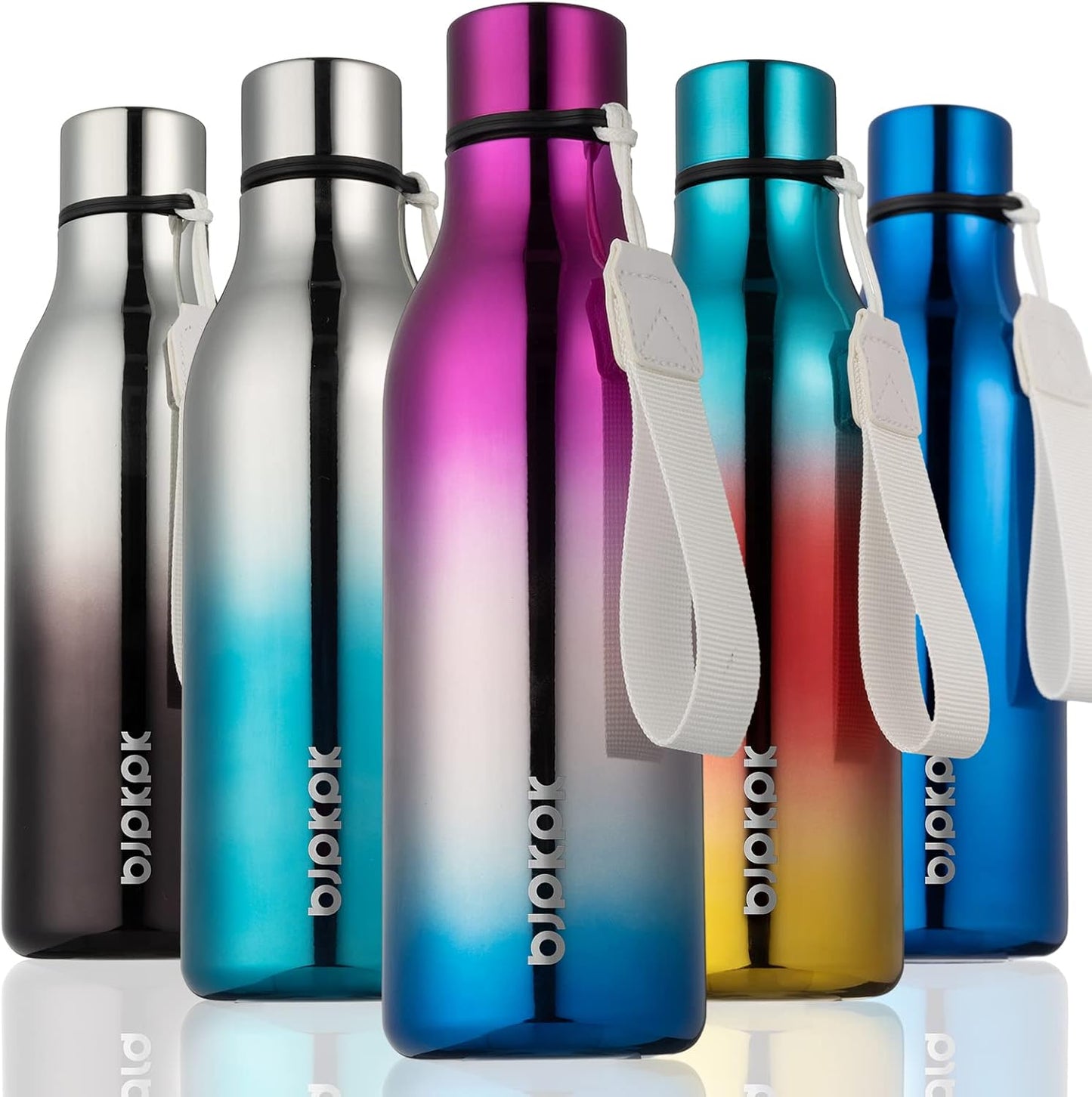BJPKPK Insulated Water Bottles, 18 oz Stainless Steel Metal Water Bottle with Strap, BPA Free Leak Proof Thermos, Mugs, Flasks, Reusable Water Bottle for Sports & Travel, Wonderland
