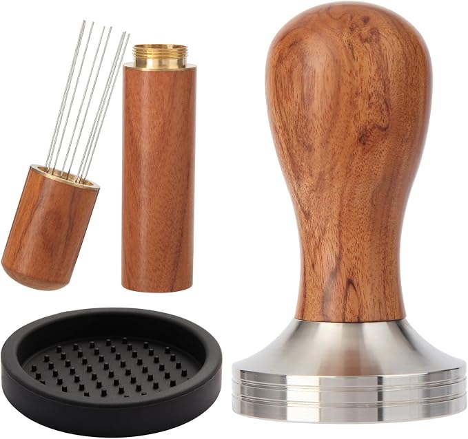 58mm Espresso Tamper Kit, Hard Wood Espresso Tamper Tool & Powder Press Pad & by Abeskch