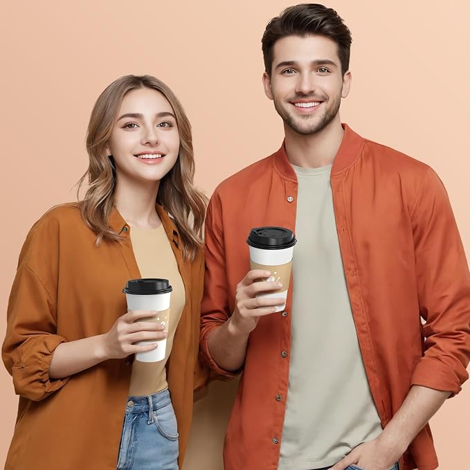 Coffee Cups with Lids and Sleeves, 16 oz 50 pack To Go Cups with Lids, Paper - Image 6