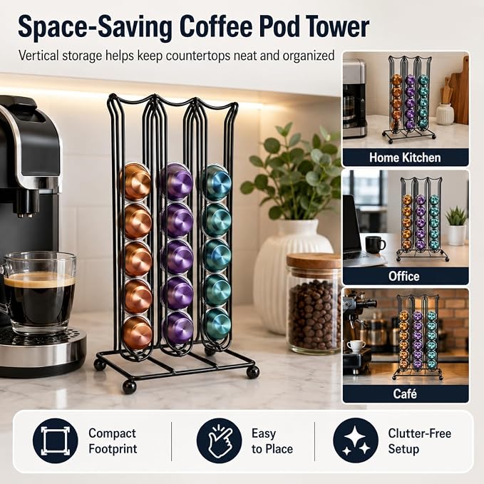 Coffee Capsule Holder Rack Iron 42 Coffee Pods Storage Organizer Tower - Image 4