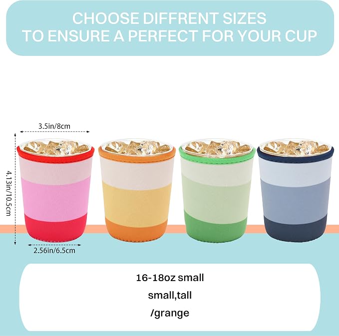 4 Pack Iced Coffee Sleeve, reusable Neoprene Cup Sleeves Suitable - Image 2